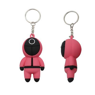 China 2021 Use Squid Game Key Chain Person 3D Character Pendant TV Squid Game Doll Model Pendant Biscuits Squid Personal Masked Toy for sale