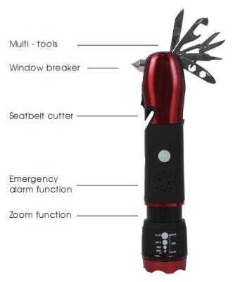 China Portable Waterproof Emergency Flashlight Sound Alarm Light PowerBank LED Torch Alarm for sale