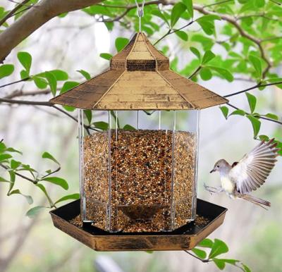 China Non-automatic Outdoor Clear Plastic Bird Feeder Transparent Round Squirrel Proof Bird Hanging Feeder for sale