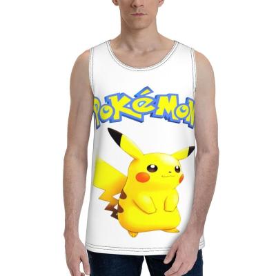 China 2021 Hot Selling QUICK DRY Pikachu Cartoon Designer T Shirts Sports Invest Print Training Sports T Shirts Designs Mens Vest for sale