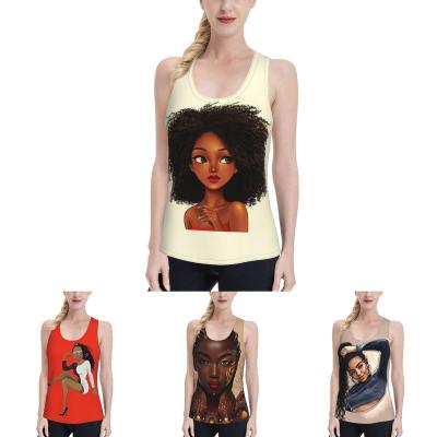 China Anti-pilling 3D Print Women Vest New Custom African Woman Stretch Sports Vest Sports Tee Printed Women Casual Printed Vest for sale