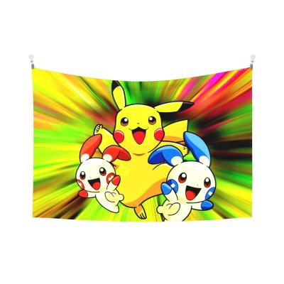 China Simple 3D printing luxury anime pikachu tapestry 2021 hot anime pikachu tapestry wall decoration bedroom wall hanging for sale