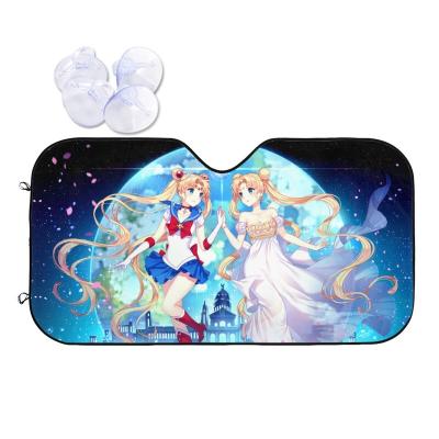 China Lowering Car Interior 3D Printing Anime Sailor Moon Sunshade For Car Bubble Film Sunshade Car Front Windshield Aluminum Sunshade for sale