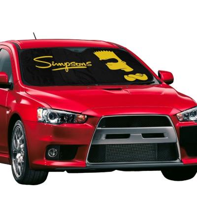 China Lowering Car Interior Temperatures 3D Printed Custom Simpsons Car Polyester Bubble Aluminum Sunshade Front Windshield Sunshade For Car for sale