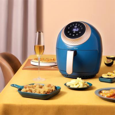 China New 2L 3L 3.5L Oil Capacity Intelligent Household Digital Blue Air Free Fryer Hotel Hot Air Fryer For Cooking for sale