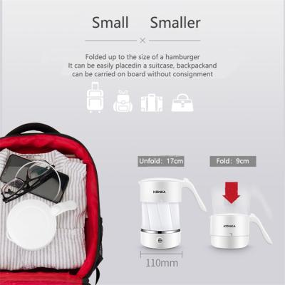 China Portable Small Capacity Folding Travel Hotel Protection Camping Kettle Boil-Dry Folding Folding Electric Kettle for sale