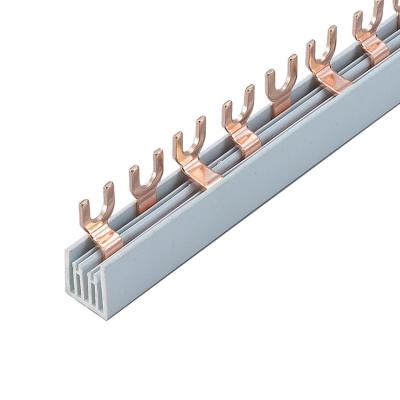 China 3p 80a Pure Copper Earth Busbar / Electrical Copper Busbar Fork / u Type Busbar for sale