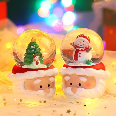 China Europe Christmas Snowman Crystal Ball Christmas Gift For Glowing Electric Musical Children Snow Globe Table Ornaments for sale