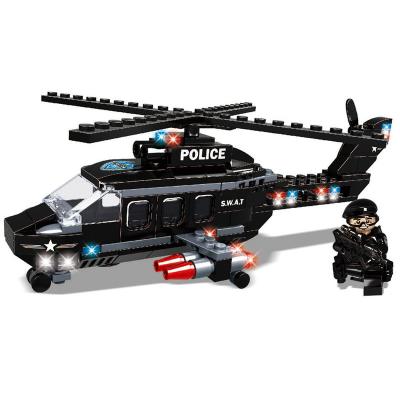 China Hot Sale Premium Aircraft Gifts Helicopter Scene Black Color Building Blocks Reinforced Bricks Eco - Friendly Blow Material for sale