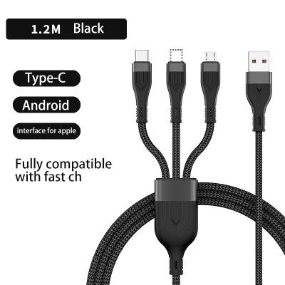 China Multi Function Data Transfer Cable 3Pack 5Ft Charger Tie Braid Multi Charging Tie 3 in 1 Multi Charger Cable for sale