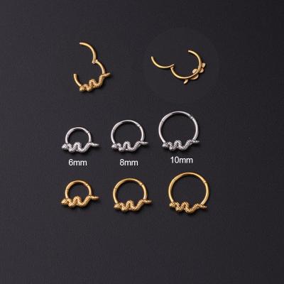 China Wholesale 16Gauge Stainless Steel Higned Nose Septum Snake Clicker Circle Surgical Piercing Jewelry for sale