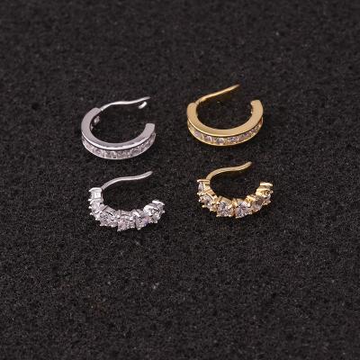 China 2021 CLASSIC Korean Adjustable Gold Silver Cubic Zircon U-Shape Earring Ear Clip Slap Non-piercing Cartilage Helix Conch Rook Earrings for sale