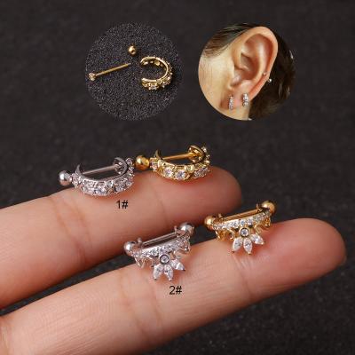 China New 20g (0.8mm) Barbel CZ Stainless Steel 20g (0.8mm) Barbel CZ Comfy Tragus Orbital Daith Gothic Surrounding Piercing Earring for sale