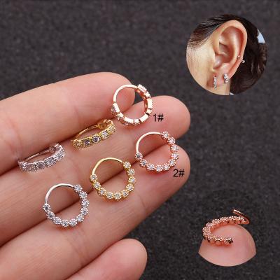 China Wholesale CLASSIC daith cubic rook helix cartilage vermeil Rose gold jewelry fashion zircon huggie circle piercing earrings for sale