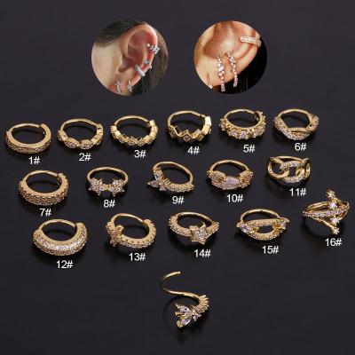 China New Arrival CLASSIC Gold Plated Open Adjustable Helix Ring Daith Orbital Tragus Rim Ring Daith Orbital Tragus Rim Comfortable CZ Septum Piercing Ear Jewelry for sale