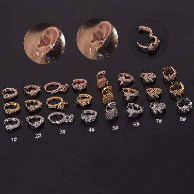 China CLASSIC Silver Gold Plated Snake Star Ear Piercing Cartilage Dangle Huggie Micro Small Circle Hoop Earrings Zircon Piercing Earrings for sale