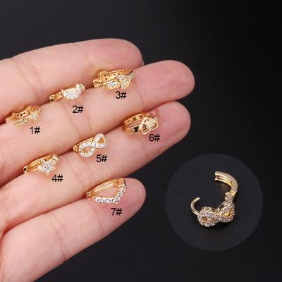 China Newcomer fashion jewelry CZ small circle moon star helix diath tragus comfortable triple rook earring lobe piercing earring for sale