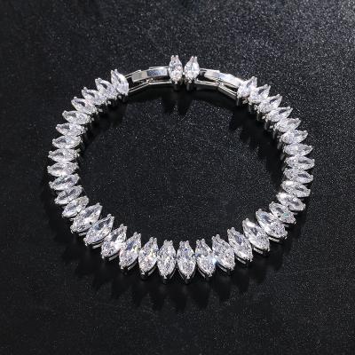 China Vintage Marquise Cut 3A Grade Cubic Zirconia CZ Crystal Allure Women Elegant Wedding Lead Free Nickel Free Bracelets for sale