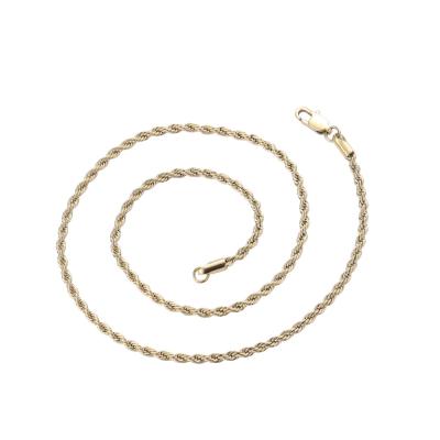 China Hip Hop 14K Gold 3mm Hip Hop Necklace Chain Twist Silver Mens Body Filled Mens Rope Link Stainless Steel Chain Chain for sale