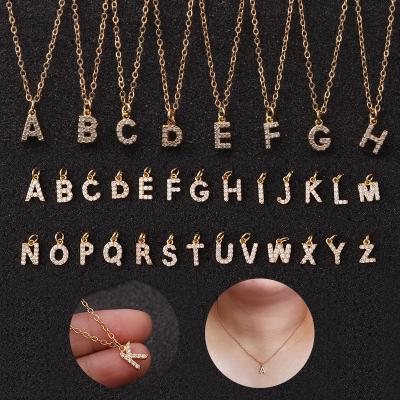 China Fashion Jewelry Lab Developed CLASSIC Custom Letter Alphabet 26 Letter Necklace Pendant Woman Diamond Initial Necklace for sale