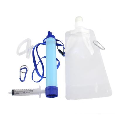 China Wholesale Practical Survival Portable Personal Mini Water Filtration System, Straw Set Emergency Filtration Purifier Water Filter for sale