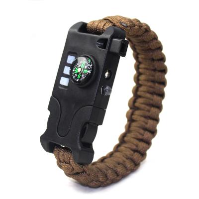 China 2020 New Fashion Lightweight Emergency Paracord Outdoor Tactical Bracelet, Gear Kit Bangle HotSale Survival Bracelet with SOS LED Light for sale