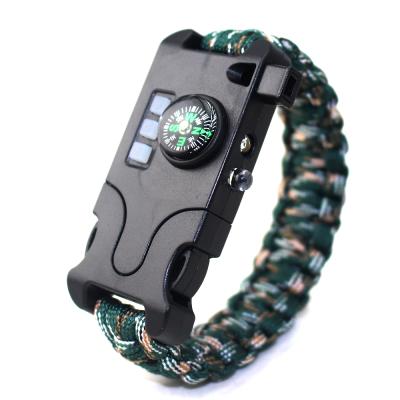 China Lightweight Paracord Survival Multifunctional Outdoor Bracelet with Infrared Laser Light Compass Emergency Whistle and Mirror Wristband for sale