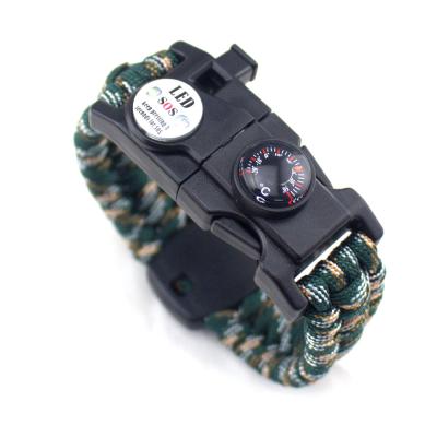 China Military Paracord Bracelets Multifunctional 20 in 1 Detachable SOS Compass Survival Bracelet, Factory LED Professional Portable Paracord Weave Bracelet for sale