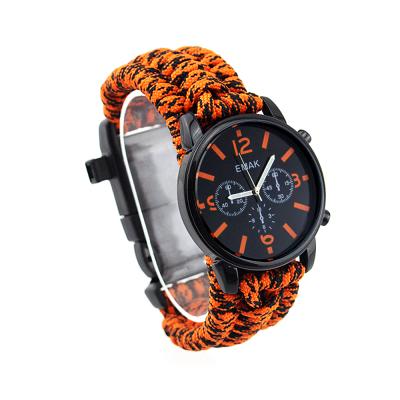 China Hot Selling Tactical Paracord Survival Survival Outdoor Camping Survival Multifunction Rise Survival Bracelet Watch Military Charm Watch for sale