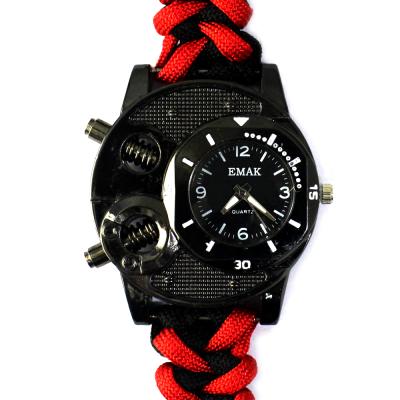 China Custom Logo Survival Watch Portable Survival Gadgets Paracord Survival Kit Metal, 550 Paracord Fashion Custom Weave Nylon Watch for sale