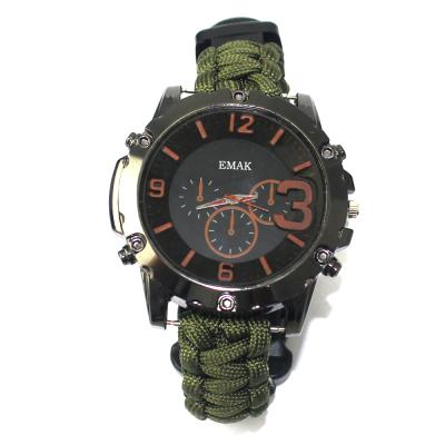 China Hot Sale Outdoor Camping Survival Paracord Digital Sport Mountaineering Paracord Wristband Tactical Watch, Customized Logo Mens Survival Watch for sale