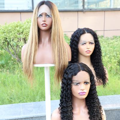 China Long Lasting Hair Peruvian Full Lace Wigs Jerry Curly Full Lace Front Hair Wigs For Color Women Ombre Brown Hair Wigs for sale