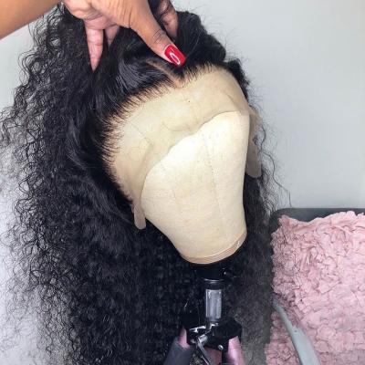 China Long Lasting Hair Density Glueless Human Hair 180% Density Full Lace Wig HD Curly Curly Wigs For Black Women for sale