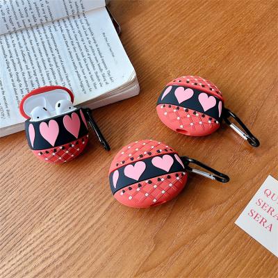 China Shockproof Cover Device For Airpods 2 Cute Shockproof 3D Heart Egg Case With Silicone Protective Hook Case Funda For Airpods 3 For Airpod 1 2 pro for sale