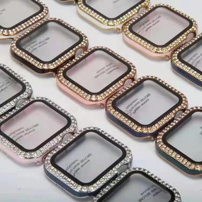 China Shockproof ; Hot Luxury Diamond Case For Apple Watch Accessories Bling Screen Protector Bumper Cover 41mm 45mm 40mm For iWatch 6 5 4 for sale