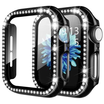 China Shockproof ; Luxury Diamond Bumper Case +Glass Cover For Apple Watch Series 7 SE 6 5 Smart Watch 4 3 2 Case For iWatch 41mm 45mm for sale