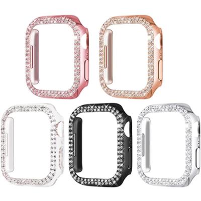 China Shockproof ; Diamond Luxury Premium PC Bling Ladies Women Watch Bumper Case For Apple Watch 7 Series 45mm 41mm Cover for sale