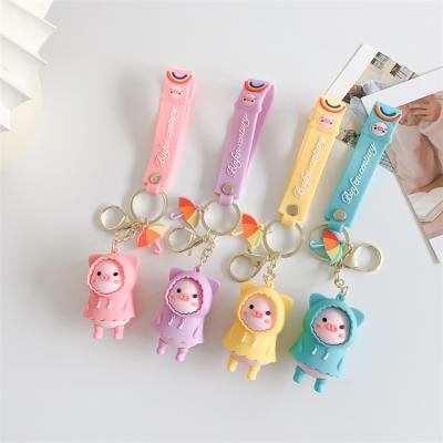 China 3D Cartoon Kawaii Anime Cartoon Astronaut Pig Designer Rubber Key Chain Small Cute Pendant Keychain Gift for sale