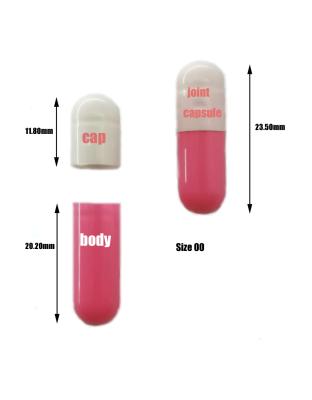 China Low Cross Link React Pink White Color Empty Capsules Size 00 Hard Capsules for sale