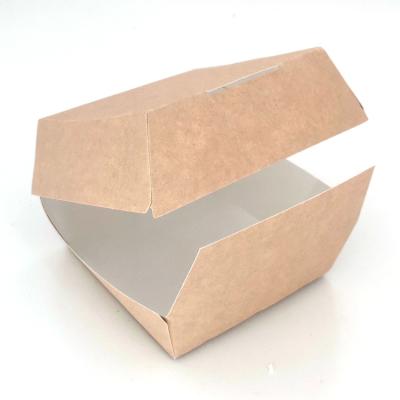 China Disposable Recyclable Hot Sale Custom Design Eco-friendly Biodegradable Hamburger Box Kraft Paper Cardboard White Paper Hamburger Box for sale