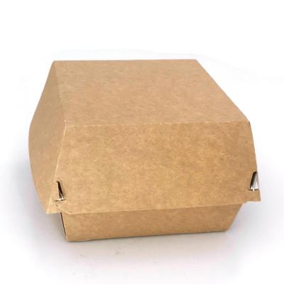 China Mini Recyclable White Kraft Paper Hamburger Box Packaging Burger Box Lunch for sale