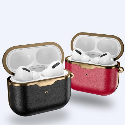 China For Luxury Earbuds PU Plating Leather Case For AirPods Pro Shockproof And Anti-lost Earphone Case Leather Case For Airpod 3 2 1 for sale