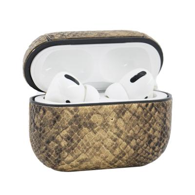 China For Earbuds PU Leather Case For Airpods Pro Luxury Protective Case With Imitation Snakeskin Pattern For Air 2 3 pods 1 for sale