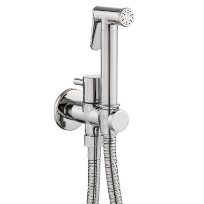 China Amazon Best Selling Modern Brass Valve Adapter Shattaf Toilet Partner Silver Handheld Bidet Sprayer for sale