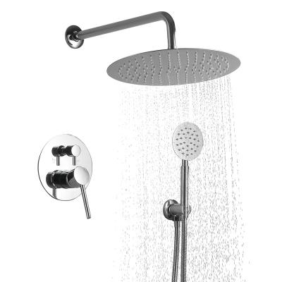 China Without Slide Bar Style Copper Material Luxury Round Bathroom Hotel In-wall Shower Faucet for sale