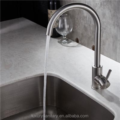 China Contemporary 304 Stainless Steel Brush Nickel Material Kitchen Faucet for sale