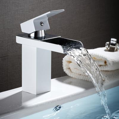 China Contemporary High Quality White Color Copper Material Waterfall Bathroom Faucet for sale