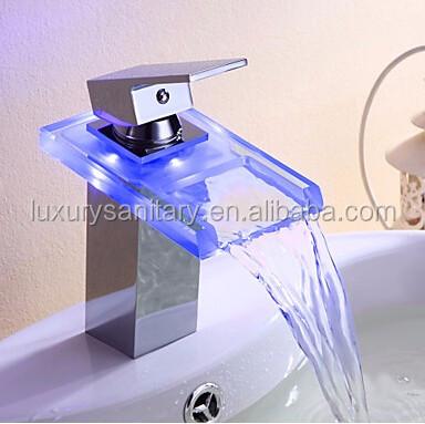 China Good Quality Brass Electric Chrome Faucets Lead Glass Waterfall Wash Basin Hand Tap Mixer Tap for sale