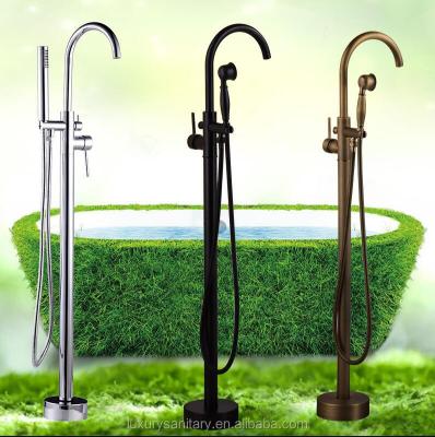 China High Quality Black Floor Standing Bath Shower Faucet Gold Antique Floor Mount Faucets Cassidy Tub Filler for sale