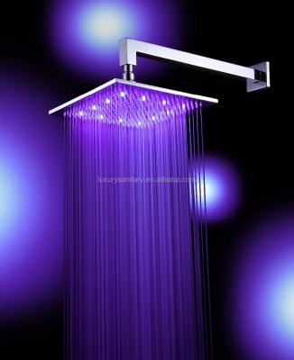 China High Quality Huge Brass Chrome Free Inch 30cm Diverter 12 Square Led Electric Rotating Rainfall Shower Heads for sale